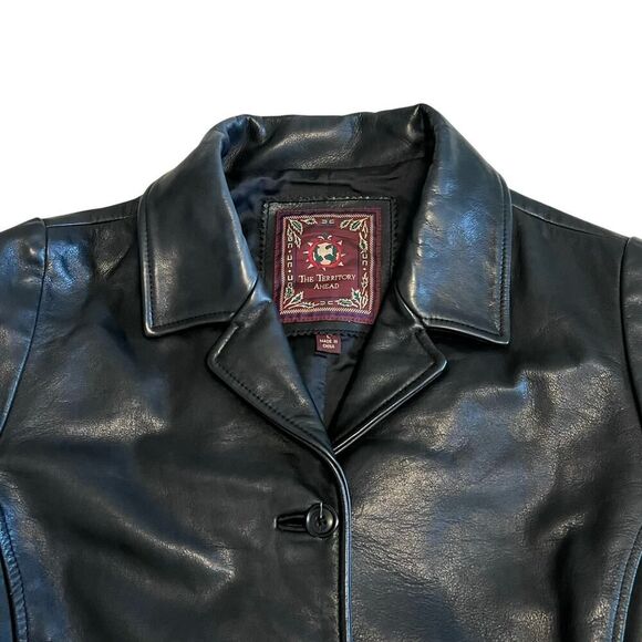 The Territory Ahead Women’s Button Front Black Leather Jacket Size L - Picture 4 of 13